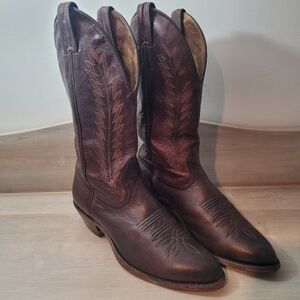 Boulet Men's Leather Western Cowboy Boots Brown Size 9 Rugged Americana Rodeo